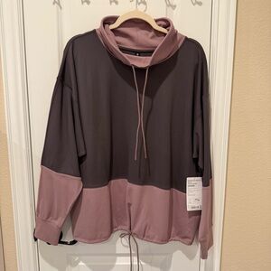 Athleta Hermosa Mock Neck Sweatshirt Shale/Flora Mauve